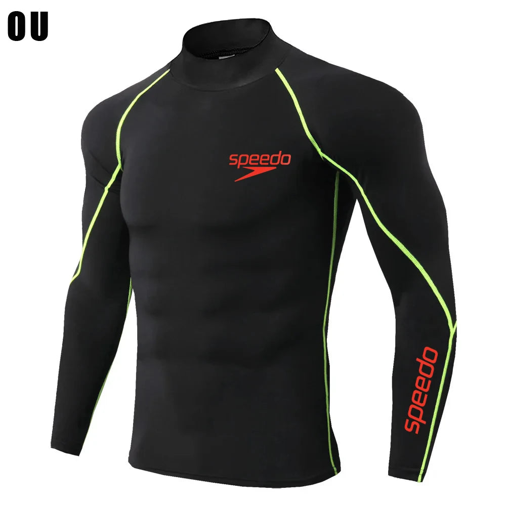 Men Swimming TightsT Shirt Surf Rash Guard Long Sleeve Protection Basic Skins Surfing Diving Swimsuit Tees Rashguard Gym Clothes