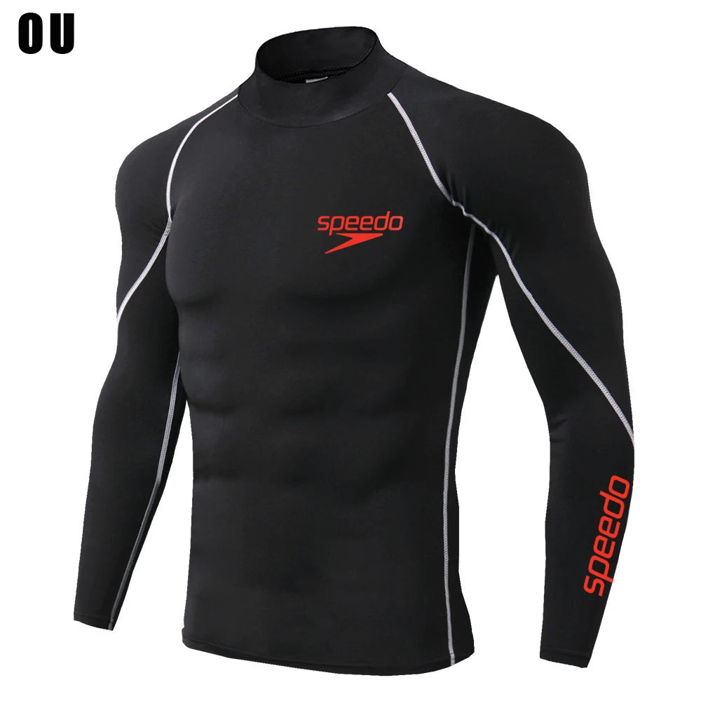 Men Swimming TightsT Shirt Surf Rash Guard Long Sleeve Protection Basic Skins Surfing Diving Swimsuit Tees Rashguard Gym Clothes