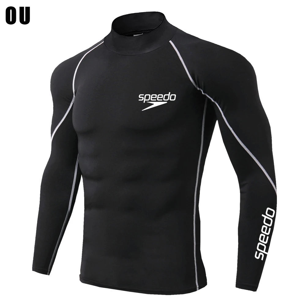 Men Swimming TightsT Shirt Surf Rash Guard Long Sleeve Protection Basic Skins Surfing Diving Swimsuit Tees Rashguard Gym Clothes