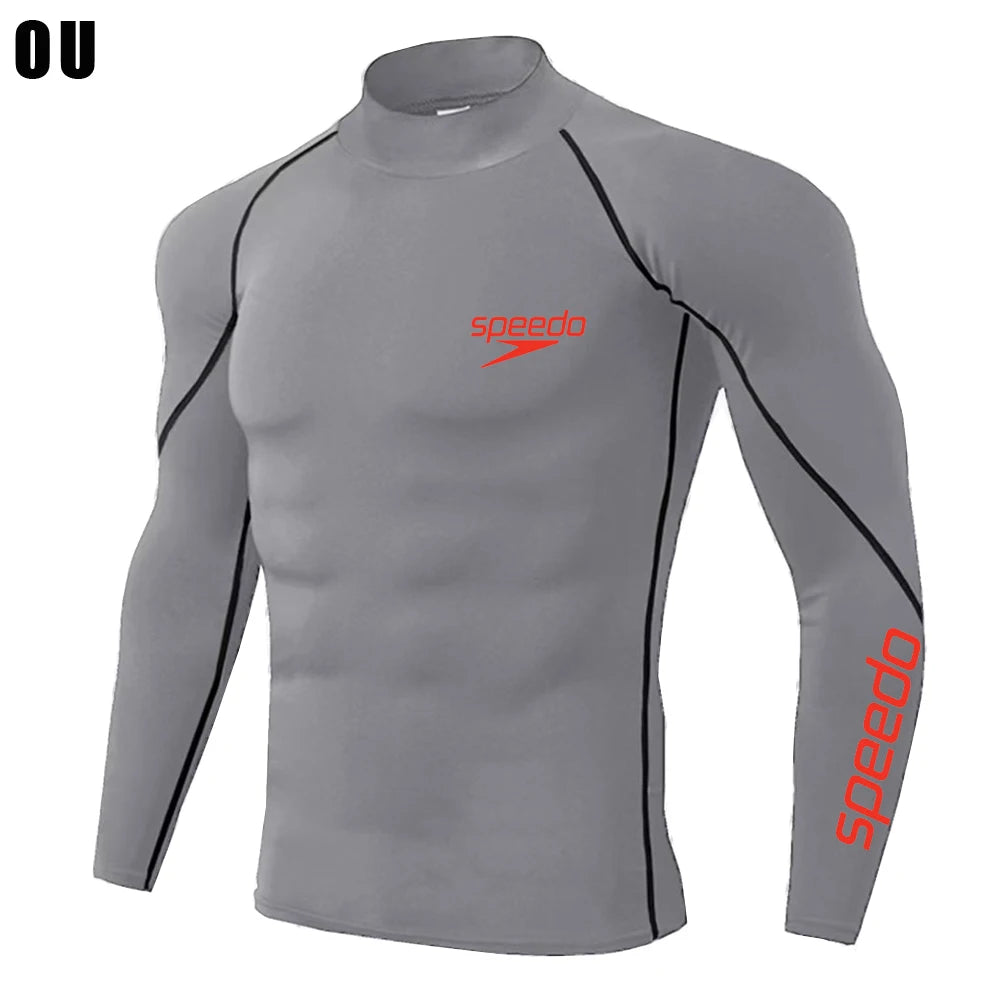 Men Swimming TightsT Shirt Surf Rash Guard Long Sleeve Protection Basic Skins Surfing Diving Swimsuit Tees Rashguard Gym Clothes