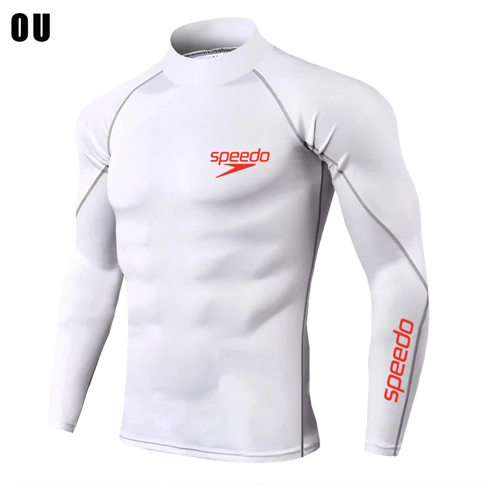Men Swimming TightsT Shirt Surf Rash Guard Long Sleeve Protection Basic Skins Surfing Diving Swimsuit Tees Rashguard Gym Clothes