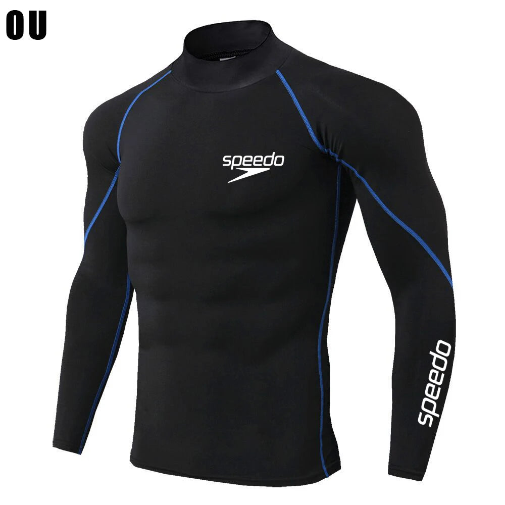 Men Swimming TightsT Shirt Surf Rash Guard Long Sleeve Protection Basic Skins Surfing Diving Swimsuit Tees Rashguard Gym Clothes