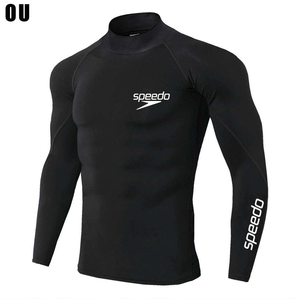 Men Swimming TightsT Shirt Surf Rash Guard Long Sleeve Protection Basic Skins Surfing Diving Swimsuit Tees Rashguard Gym Clothes