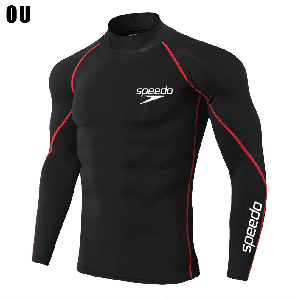 Men Swimming TightsT Shirt Surf Rash Guard Long Sleeve Protection Basic Skins Surfing Diving Swimsuit Tees Rashguard Gym Clothes