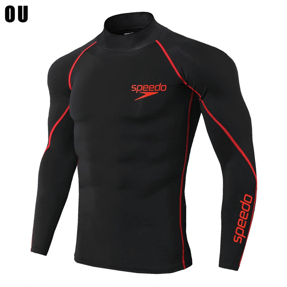 Men Swimming TightsT Shirt Surf Rash Guard Long Sleeve Protection Basic Skins Surfing Diving Swimsuit Tees Rashguard Gym Clothes