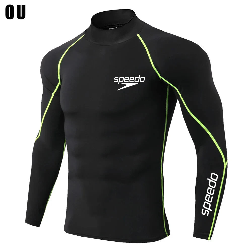 Men Swimming TightsT Shirt Surf Rash Guard Long Sleeve Protection Basic Skins Surfing Diving Swimsuit Tees Rashguard Gym Clothes
