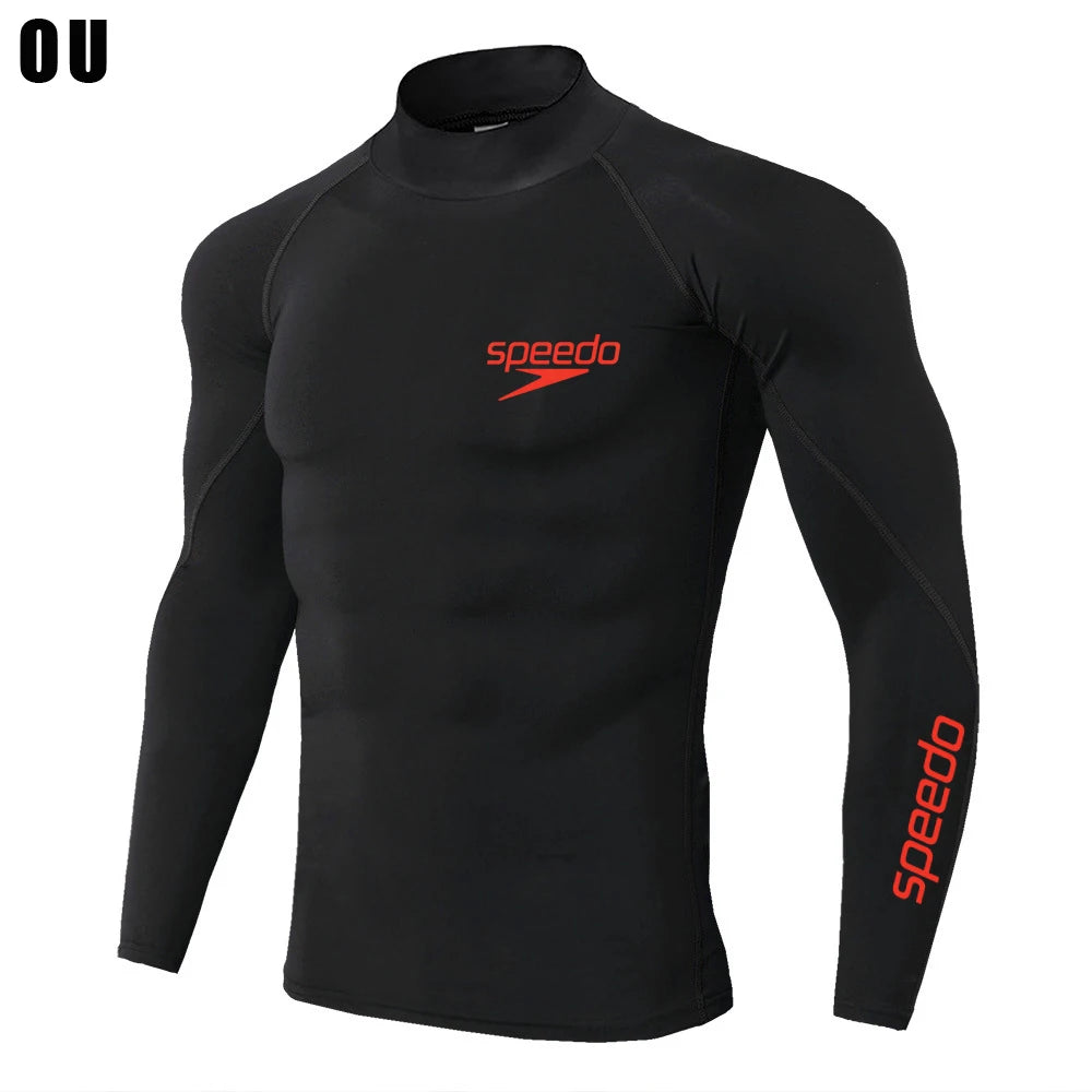 Men Swimming TightsT Shirt Surf Rash Guard Long Sleeve Protection Basic Skins Surfing Diving Swimsuit Tees Rashguard Gym Clothes