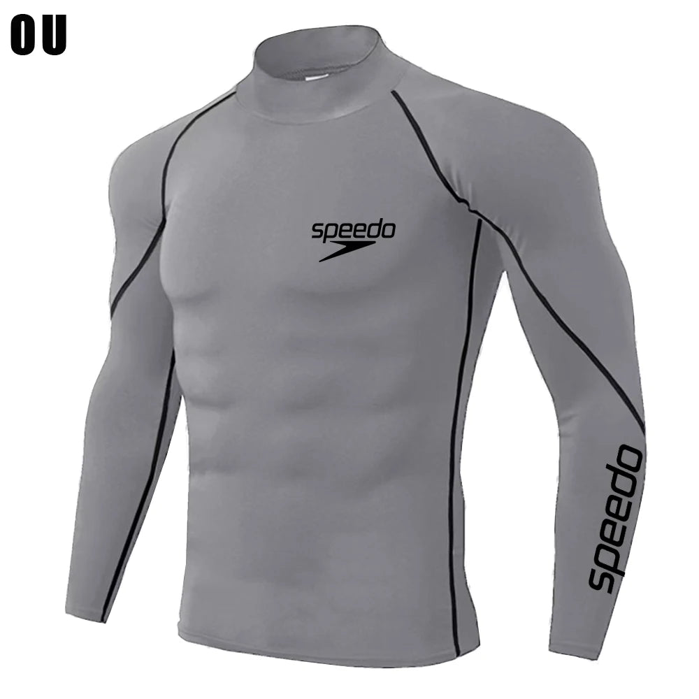 Men Swimming TightsT Shirt Surf Rash Guard Long Sleeve Protection Basic Skins Surfing Diving Swimsuit Tees Rashguard Gym Clothes