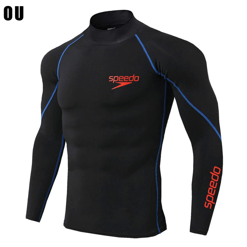 Men Swimming TightsT Shirt Surf Rash Guard Long Sleeve Protection Basic Skins Surfing Diving Swimsuit Tees Rashguard Gym Clothes