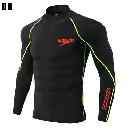 Men Swimming TightsT Shirt Surf Rash Guard Long Sleeve Protection Basic Skins Surfing Diving Swimsuit Tees Rashguard Gym Clothes