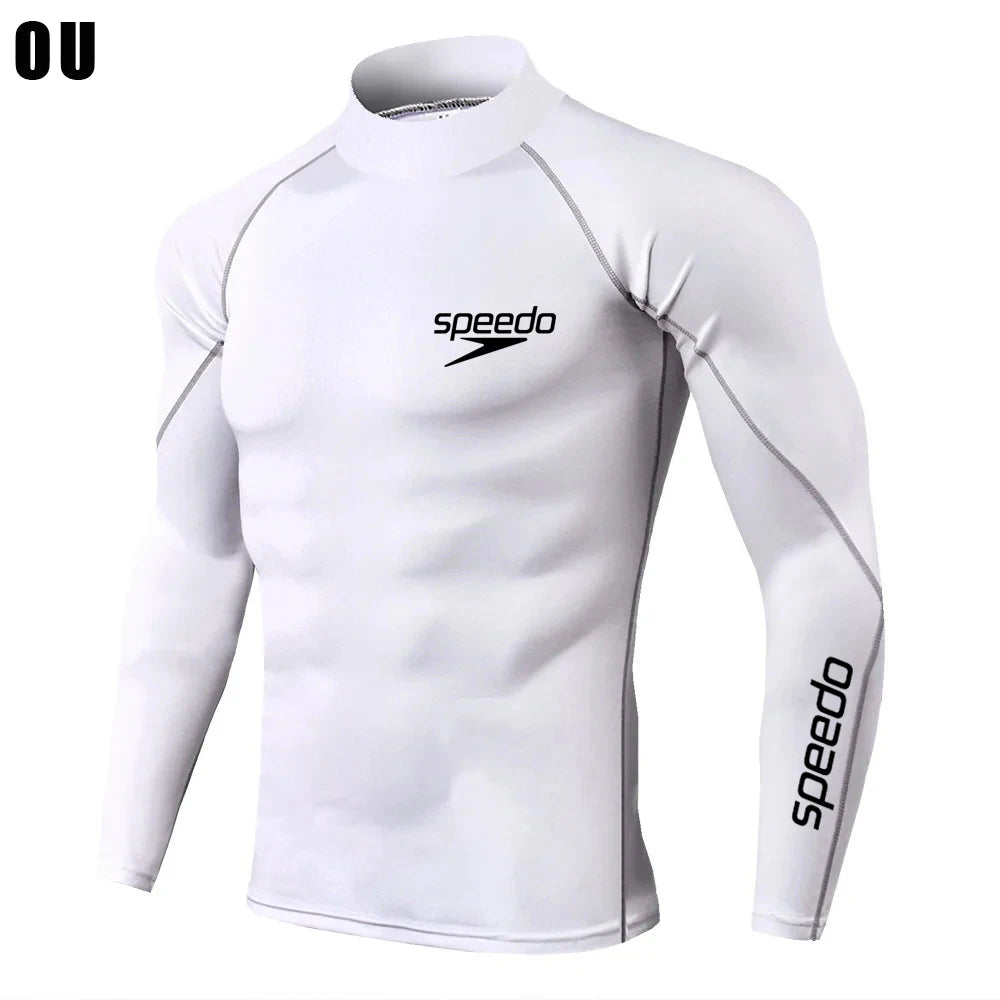 Men Swimming TightsT Shirt Surf Rash Guard Long Sleeve Protection Basic Skins Surfing Diving Swimsuit Tees Rashguard Gym Clothes