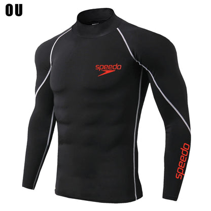 Men Swimming TightsT Shirt Surf Rash Guard Long Sleeve Protection Basic Skins Surfing Diving Swimsuit Tees Rashguard Gym Clothes