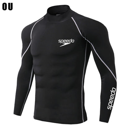 Men Swimming TightsT Shirt Surf Rash Guard Long Sleeve Protection Basic Skins Surfing Diving Swimsuit Tees Rashguard Gym Clothes