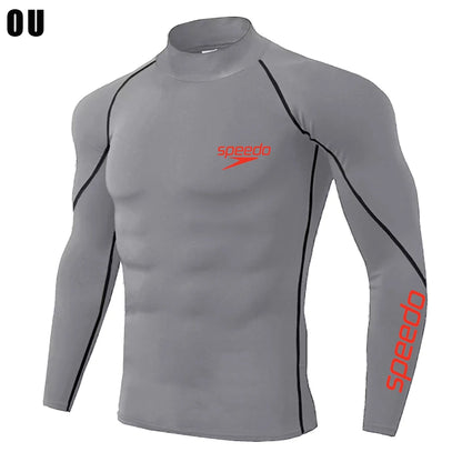 Men Swimming TightsT Shirt Surf Rash Guard Long Sleeve Protection Basic Skins Surfing Diving Swimsuit Tees Rashguard Gym Clothes