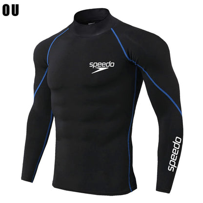 Men Swimming TightsT Shirt Surf Rash Guard Long Sleeve Protection Basic Skins Surfing Diving Swimsuit Tees Rashguard Gym Clothes
