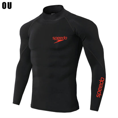 Men Swimming TightsT Shirt Surf Rash Guard Long Sleeve Protection Basic Skins Surfing Diving Swimsuit Tees Rashguard Gym Clothes