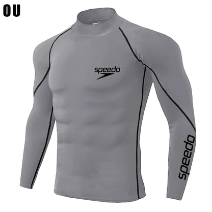 Men Swimming TightsT Shirt Surf Rash Guard Long Sleeve Protection Basic Skins Surfing Diving Swimsuit Tees Rashguard Gym Clothes