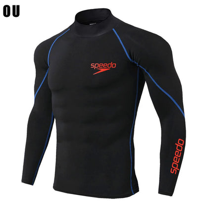 Men Swimming TightsT Shirt Surf Rash Guard Long Sleeve Protection Basic Skins Surfing Diving Swimsuit Tees Rashguard Gym Clothes